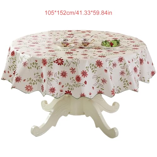 xbiez Strapazierfähige, runde PVC-Tischdecke mit Blumen-Design, ölbeständig und wasserabweisend, für Esstische, sichere Passform xbiez Strapazierfähige, runde PVC-Tischdecke mit Blumen-Design, ölbeständig und wasserabweisend, für Esstische, sichere Passform von xbiez