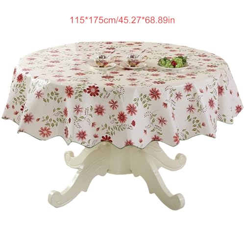 xbiez Strapazierfähige, runde PVC-Tischdecke mit Blumen-Design, ölbeständig und wasserabweisend, für Esstische, sichere Passform xbiez Strapazierfähige, runde PVC-Tischdecke mit Blumen-Design, ölbeständig und wasserabweisend, für Esstische, sichere Passform von xbiez