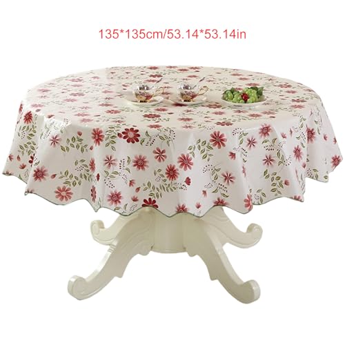 xbiez Strapazierfähige, runde PVC-Tischdecke mit Blumen-Design, ölbeständig und wasserabweisend, für Esstische, sichere Passform xbiez Strapazierfähige, runde PVC-Tischdecke mit Blumen-Design, ölbeständig und wasserabweisend, für Esstische, sichere Passform von xbiez