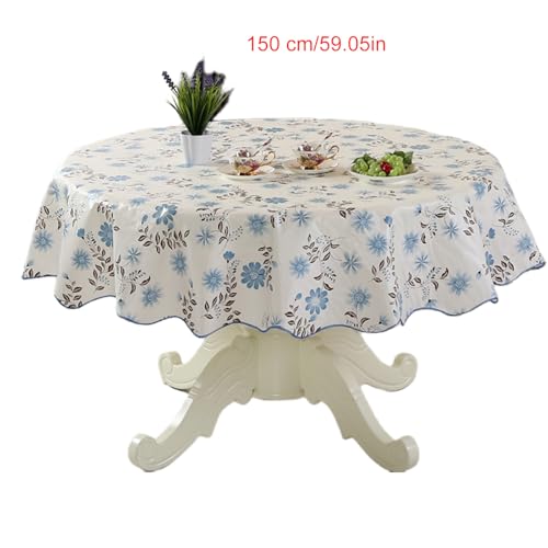 xbiez Strapazierfähige, runde PVC-Tischdecke mit Blumen-Design, ölbeständig und wasserabweisend, für Esstische, sichere Passform xbiez Strapazierfähige, runde PVC-Tischdecke mit Blumen-Design, ölbeständig und wasserabweisend, für Esstische, sichere Passform von xbiez