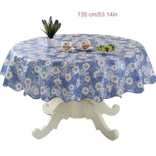 xbiez Strapazierfähige, runde PVC-Tischdecke mit Blumen-Design, ölbeständig und wasserabweisend, für Esstische, sichere Passform xbiez Strapazierfähige, runde PVC-Tischdecke mit Blumen-Design, ölbeständig und wasserabweisend, für Esstische, sichere Passform von xbiez