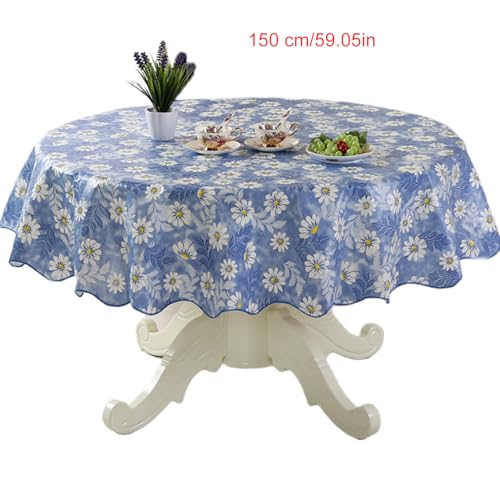 xbiez Strapazierfähige, runde PVC-Tischdecke mit Blumen-Design, ölbeständig und wasserabweisend, für Esstische, sichere Passform xbiez Strapazierfähige, runde PVC-Tischdecke mit Blumen-Design, ölbeständig und wasserabweisend, für Esstische, sichere Passform von xbiez