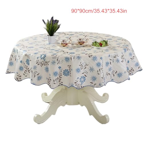 xbiez Strapazierfähige, runde PVC-Tischdecke mit Blumen-Design, ölbeständig und wasserabweisend, für Esstische, sichere Passform xbiez Strapazierfähige, runde PVC-Tischdecke mit Blumen-Design, ölbeständig und wasserabweisend, für Esstische, sichere Passform von xbiez