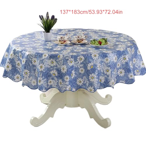 xbiez Strapazierfähige, runde PVC-Tischdecke mit Blumen-Design, ölbeständig und wasserabweisend, für Esstische, sichere Passform xbiez Strapazierfähige, runde PVC-Tischdecke mit Blumen-Design, ölbeständig und wasserabweisend, für Esstische, sichere Passform von xbiez