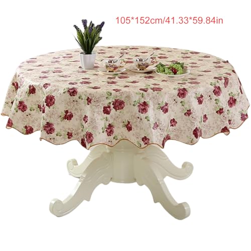 xbiez Strapazierfähige, runde PVC-Tischdecke mit Blumen-Design, ölbeständig und wasserabweisend, für Esstische, sichere Passform xbiez Strapazierfähige, runde PVC-Tischdecke mit Blumen-Design, ölbeständig und wasserabweisend, für Esstische, sichere Passform von xbiez