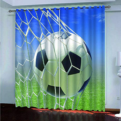 xczxc Blickdicht Verdunkelungsvorhänge Fußball 3D Gedruckte Ösen Vorhänge 2er Set mit für Wohnzimmer Kinderzimmer Schlafzimmer Vorhangdekoration 2X B75x H166 cm von xczxc