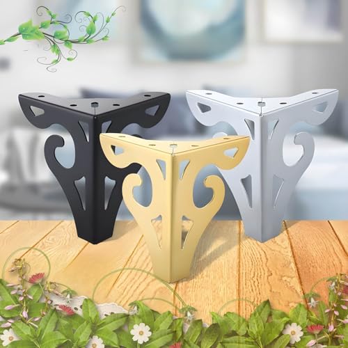 4 Stück ausgehöhlte Möbelbeine aus Metall – 3,94"/4,72" Ersatzbeine mit Bodenschonern for Sofa, Nachttisch und Couchtisch(Gold,12cm/4.72inch) von xgminao