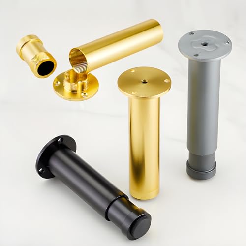 4-teilige verstellbare Möbelbeine aus Aluminiumlegierung – runde Sofa- und Schrankfüße for Tische, Bänke und Schreibtische – 3 Farben erhältlich(Black,20cm/7.87inch) von xgminao