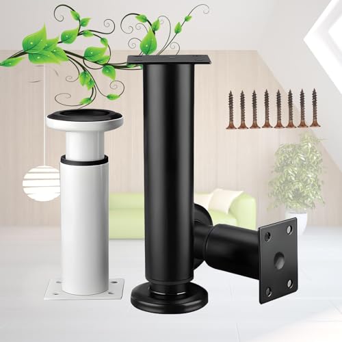 Höhenverstellbare Möbelbeine aus Metall – mit Bodenschonern for Bett, Schreibtisch, Couchtisch, Bank, Kommode – 3,15–9,84 Zoll Bereich(Black,18cm/7.09inch) von xgminao