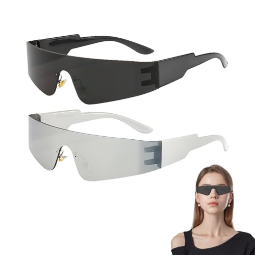 2 Stück Schnelle Brille,Rave Brille,Sonnenbrille Herren Schwarz Silber,Festival Futuristische Raver Sunglasses,Alien Futuristisch,Space Techno Accessoires,Brillen Glasses Sonnenbrillen Witzige 2 Stück Schnelle Brille,Rave Brille,Sonnenbrille Herren Schwarz Silber,Festival Futuristische Raver Sunglasses,Alien Futuristisch,Space Techno Accessoires,Brillen Glasses Sonnenbrillen Witzige von xianshi