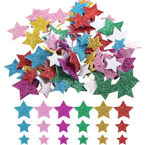 270 Stück Glitzersterne Zum Aufkleben,Sterne Basteln,Moosgummi Aufkleber Sticker,Basteln Glitzer Selbstklebend Stern,Aufkleben Foam Glitter,Glitzersterne Schaumstoff,Sternenaufkleber Weihnachten von xianshi