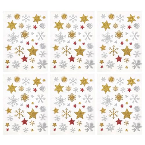 292 pcs weihnachtssticker,sticker weihnachten,aufkleber glitzer sterne,weihnachtsaufkleber selbstklebend gold,kinder stern,schneeflocken stickers,zum weihnachts,basteln aufkleben christmas von xianshi