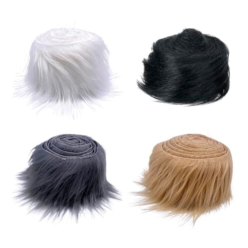 4 Stück Kunstfell Zum Basteln,Fur Kunstpelz Faux Stoff,Streifen Fell Furry Kunstfellstoff,Langhaarplüsch Plüsch Plüschstoff,Vorgeschnittene Kunstfell-Stoff.9cm*1.5m von xianshi