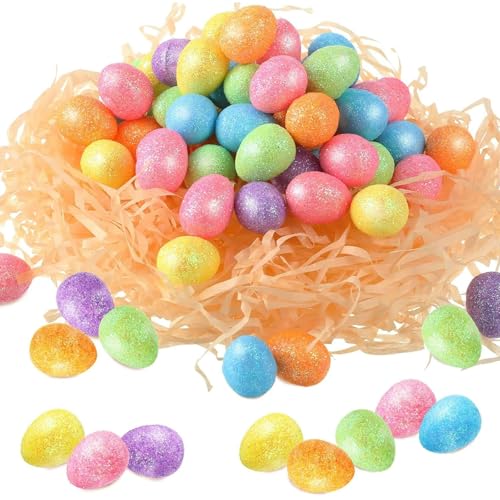 80 Pcs Mini Ostereier,Ostereier Mit Glitzer Schaum,Ostern Deko Eier Konfetti Bunt,Klein Basteln Bunte,FüR Tischdeko Easter Glitzer Kleine Osterdeko,Streudeko Egg,Osterei-Schaum-Eier-Ornamente von xianshi