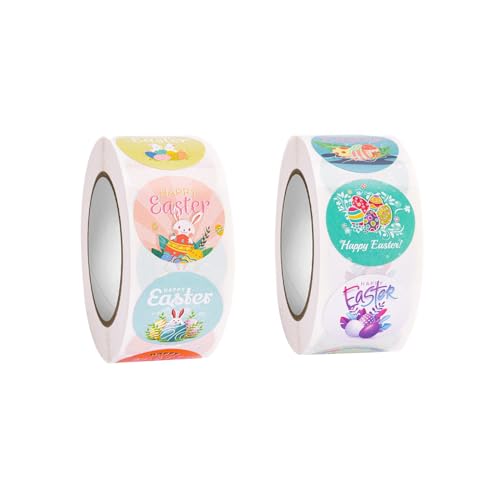 xianshi Osteraufkleber, 1000 Pcs Multicolor Cartoon Osterhase Runde Aufkleber, Ostern, Rolle, Sticker, Indoor, Sammelalbum von xianshi