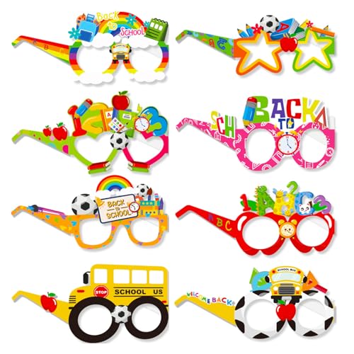 Schulkind Deko 2025, 8 Stück Schulanfang Schulkind Brille,Einschulung Junge Mädchen,Schuleinführung Für Jungen Einschulungsdeko Party,Geschenke Partygeschirr Accessoires,Brille Geschenk Partybrille von xianshi