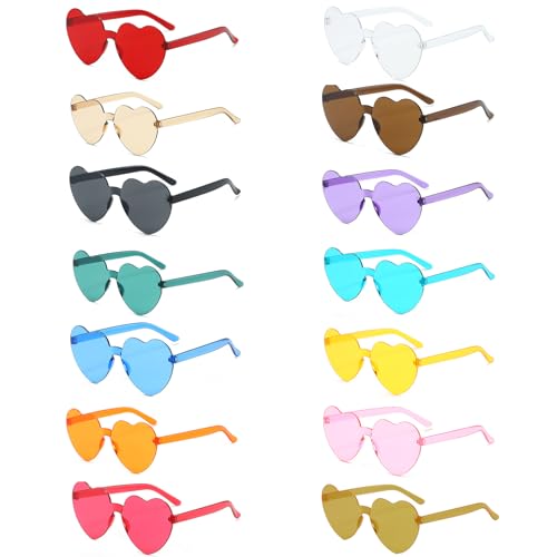 xianshi 2 Pcs herz sonnenbrille,Herzbrille,Herzbrille Rot,Sonnenbrille Herz,Sonnenbrille Herzform,Randlose Herz Brille,Damen Love Shaped Sunglasses,Für Party, Hochzeit, Karneval,Halloween (14) von xianshi