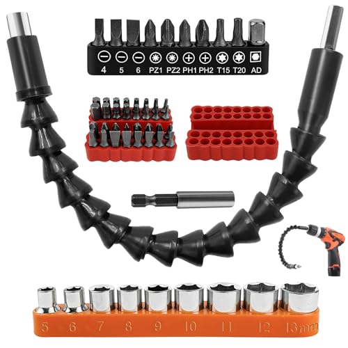 XianzhanEU 53 Stück Winkelbohrer Bit Verlängerung Flexibel, Kohlenstoffstahl Winkelschrauber Bohraufsätze, Stecknuss Adapter, Flexible Bohrerverlängerung, für Bauarbeiter, Garage XianzhanEU 53 Stück Winkelbohrer Bit Verlängerung Flexibel, Kohlenstoffstahl Winkelschrauber Bohraufsätze, Stecknuss Adapter, Flexible Bohrerverlängerung, für Bauarbeiter, Garage von xianzhanEU