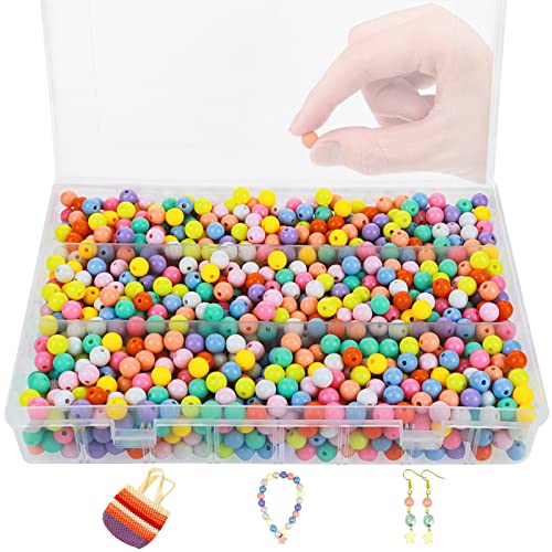 xianzhanEU 1500 Stück Bunte Perlen zum Auffädeln 8mm Rund Fädelperlen Matte Acryl Perlen für Armbänder Beads Schmuck Basteln DIY Geschenk von xianzhanEU