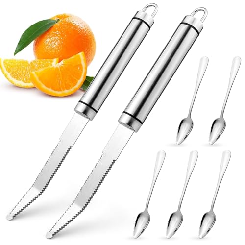 xianzhanEU 2Stück Grapefruitmesser Gebogenes, Grapefruitschäler, Gezacktes Grapefruitmesser für Grapefruit und Orangen Küchenwerkzeug mit 5 Grapefruit löffel xianzhanEU 2Stück Grapefruitmesser Gebogenes, Grapefruitschäler, Gezacktes Grapefruitmesser für Grapefruit und Orangen Küchenwerkzeug mit 5 Grapefruit löffel von xianzhanEU