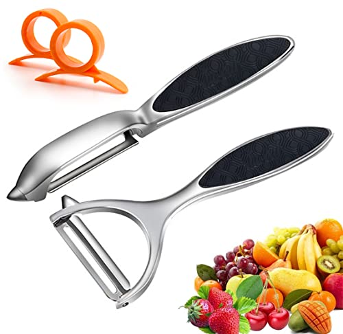 Leaflai Schäler - 2Pcs Schäler Set Premium Edelstahl Y & I-förmiges Drehbares Gemüsemesser mit Scharfer Klinge und Rutschfestem Griff Kartoffelschäler Gemüse für Tomaten, Karotten, Obst (Sliver) von Leaflai