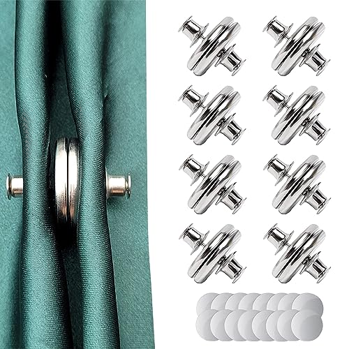 xiaoxianxian 8 Paare Raffhalter Magnetisch,Magnete für Vorhänge,Vorhang Magnetischer Verschluss für Vorhang Fenster Tischdecken,Zuhause Büro Café Dekoration (Silber) von xiaoxianxian