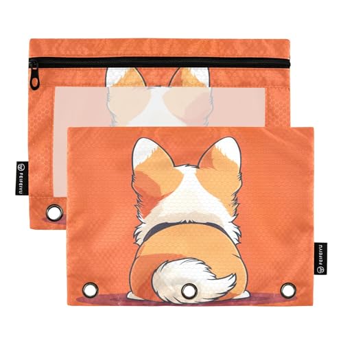 xigua Niedliches Corgi Federmäppchen für Standard-3-Ringbücher mit transparentem Fenster, 2 Stück mit Reißverschluss für Büro xigua Niedliches Corgi Federmäppchen für Standard-3-Ringbücher mit transparentem Fenster, 2 Stück mit Reißverschluss für Büro von xigua