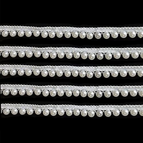 2,7 m Vintage-Perlen-Spitzenrand, Schleifenband, Perlenrand, Stoff, bestickte Applikation, Perlen-Spitzenborte, Besätze (8 mm) von xingmo