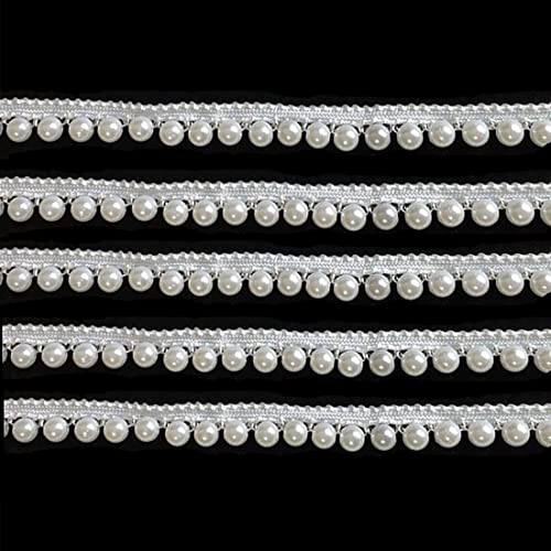 Spitzenband im Vintage-Stil, 2,7 m lang, mit Perlen besetzt, Stoff, bestickte Applikation, Spitzenborte (8 mm) von xingmo