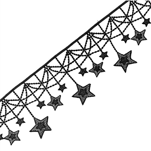 4,5 Yard 10cm Star Spitzenband Borte Spitzenborte Spitze Spitzenstoff Spitzenborte Häkelband Häkelspitze Einfassborte Spitze, für Nähen (Schwarz) von xingmo