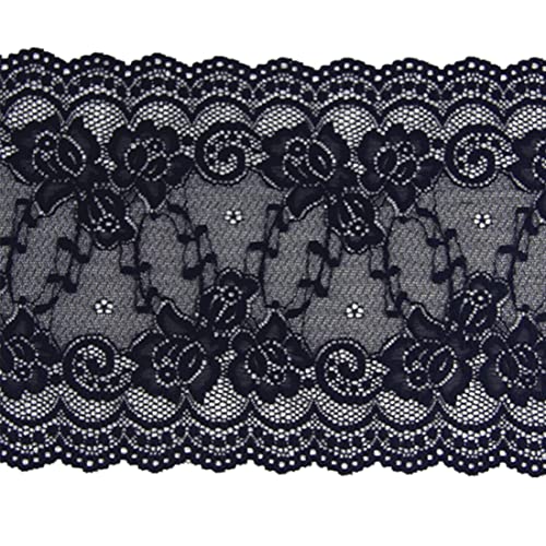 4,5m Dehnbares Spitzenband Spitzenbordüre Elastisch Spitzenbesatz Spitzenband mit Blumenmuster,Spitzenband Spitzenbordüre (18 cm, schwarz) von xingmo