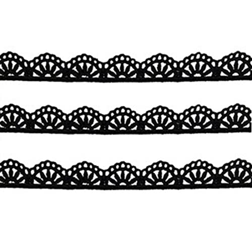 xingmo 9 Yards Spitze Spitzenrand, Besticktes Spitzenborte, Blumenmuster Spitzenbordüre, Spitzenstoff, Breite 1.7cm (schwarz) von xingmo