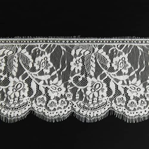 xingmo Spitzenband mit Blumenmuster, bestickt, Tüll, Spitzenborte, zum Nähen, für Kleidung, Kleid, Breite 15 cm Weiß von xingmo