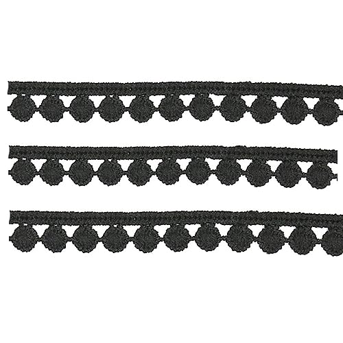 xingmo 12 Meter Spitze Spitzenrand, Besticktes Spitzenborte, Blumenmuster Spitzenbordüre, Spitzenstoff, Breite 1cm(Schwarz) von xingmo