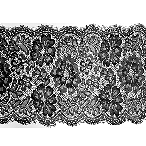 xingmo 3 Meter Spitzenband, Florales Spitzenband, bestickte Applikation, Spitzeneinfassung, Stoff zum Nähen 28cm(schwarz) von xingmo