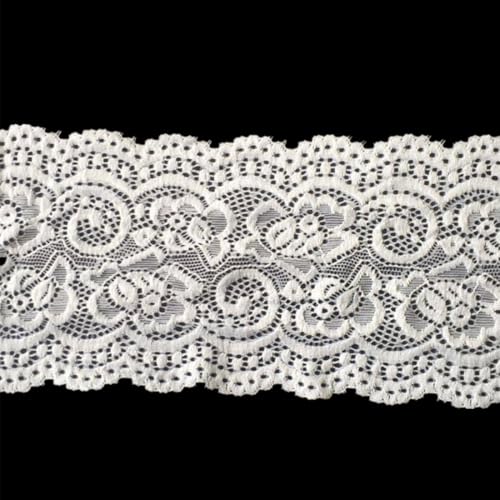 xingmo 4 Meter dehnbares Spitzenband, florales Spitzenband, dehnbar, bestickt, Spitzenbesatz, Stoff zum Nähen von Kleidung, Breite 10 cm (Elfenbein) von xingmo