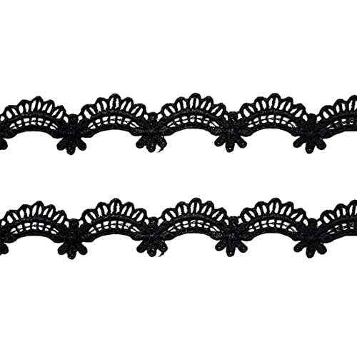 xingmo 7 Yards Spitzenband Borte Spitzenborte Spitze Spitzenstoff Spitzenborte Einfassborte Spitze 1 cm (schwarz) von xingmo