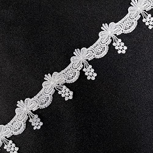 xingmo 7 Yards Spitzenband Borte Spitzenborte Spitze Spitzenstoff Spitzenborte Häkelband Häkelspitze Einfassborte Spitze 4cm(weiß) von xingmo