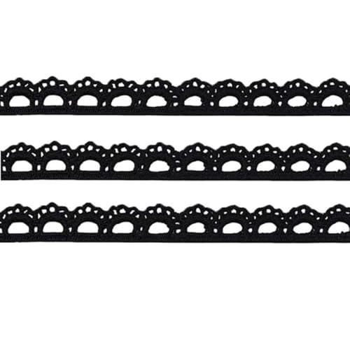 xingmo 8 Meter Spitzenband mit Blumenmuster, bestickter Spitzenbesatz, Stoff zum Nähen, Kleidung, Breite 1 cm (schwarz) von xingmo