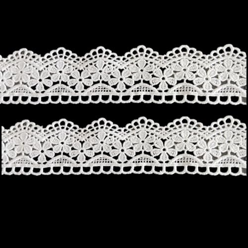 xingmo Spitzenband, bestickt, Spitzenbordüre, Spitzenbordüre, florales Spitzenband, 4,1 cm breit, Weiß von xingmo