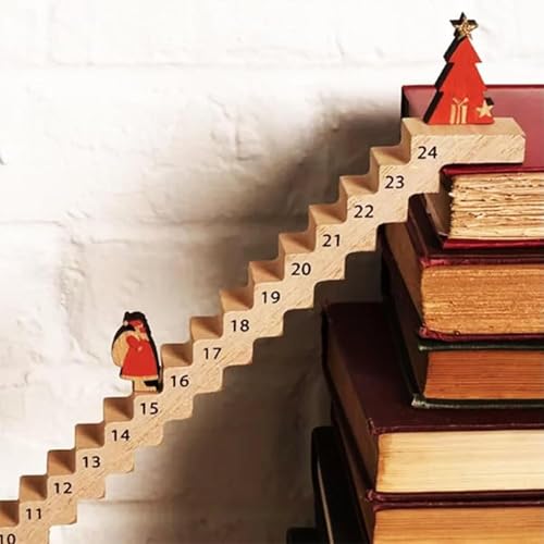 Holz Adventskalender Treppensteigen, 2024 Weihnachts Adventskalender, Weihnachtsmann Treppen Countdown Kalender für Kinder, Weihnachts Deko Countdown Kalender 2024 für Zuhause Geschenke von xinrongda