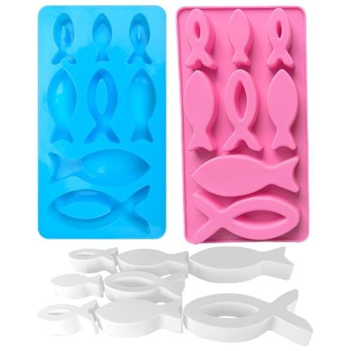 2PCS Silikonform Fisch Silikonformen Gießformen für Kommunion, Epoxidharz Formen, 16 Gitter Silikonformen für Seife, Kuchen Deko, Junge Mädchen Deko Taufe Kommunion Konfirmation Deko 2PCS Silikonform Fisch Silikonformen Gießformen für Kommunion, Epoxidharz Formen, 16 Gitter Silikonformen für Seife, Kuchen Deko, Junge Mädchen Deko Taufe Kommunion Konfirmation Deko von xinrongda