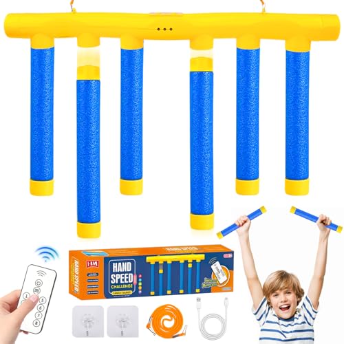 xinrongda Catching Sticks Training Game Spielzeug für 2 Jahre Alten Jungen, Reaktionstraining, Reaktionsspiel Falling Sticks Catching Game, Einstellbarer Fallenden Game Stick Reaktionsspiele (A) von xinrongda