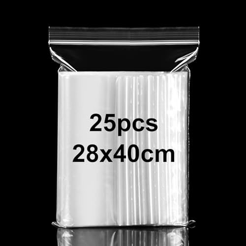 Druckverschlussbeutel 28 * 40cm Verschließbare Plastiktüten Zip Beutel Groß Wiederverschließbare Plastikbeutel, Verdickung Haltbar, Anwendbar Bastelbedarf, Kleideraufbewahrung usw-25Stück von xinsheng
