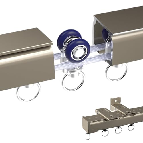 50-600cm Vorhangschiene, Vorhangschienen Set, Gardinenstange mit Seitendeckel und Montagezubehör, Aluminium Schiebevorhangschienen für Raumteiler Duschfenster, Decke Oder Wand Montage, 50-600cm(Sekt,2 50-600cm Vorhangschiene, Vorhangschienen Set, Gardinenstange mit Seitendeckel und Montagezubehör, Aluminium Schiebevorhangschienen für Raumteiler Duschfenster, Decke Oder Wand Montage, 50-600cm(Sekt,2 von xinzyxx