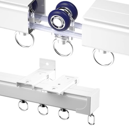 Aluminium Gardinenschiene mit Deckenbefestigung, Gardinenschiene Vorhangschiene 1-läufig, Vorhangschiene mit Laufrolle, Decken-Vorhangschiene für Dusch Erker RV Raumteiler, Inkl. Befestigungsmaterial( von xinzyxx