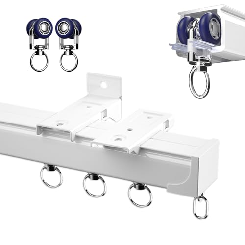 Gardinenschiene Vorhangschiene 1-läufig, Raumteiler-Deckenvorhangschiene, Aluminium, Vorhangschiene mit Stummen Rollen, Inkl. Befestigungsmaterial, für Schiebevorhang, Decke Oder Wand Montage(Weiß,50c Gardinenschiene Vorhangschiene 1-läufig, Raumteiler-Deckenvorhangschiene, Aluminium, Vorhangschiene mit Stummen Rollen, Inkl. Befestigungsmaterial, für Schiebevorhang, Decke Oder Wand Montage(Weiß,50c von xinzyxx