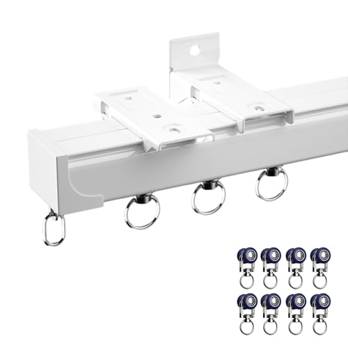 Vorhangschiene Gardinenschiene Gardinenstange 0.5-6m, Raumteiler Vorhangschiene, Glänzend 1-läufig Vorhangschiene, Aluminium Gardinenschiene mit Deckenbefestigung, 1-6m (weiß/Schwarz/Champagner)(Weiß, Vorhangschiene Gardinenschiene Gardinenstange 0.5-6m, Raumteiler Vorhangschiene, Glänzend 1-läufig Vorhangschiene, Aluminium Gardinenschiene mit Deckenbefestigung, 1-6m (weiß/Schwarz/Champagner)(Weiß, von xinzyxx