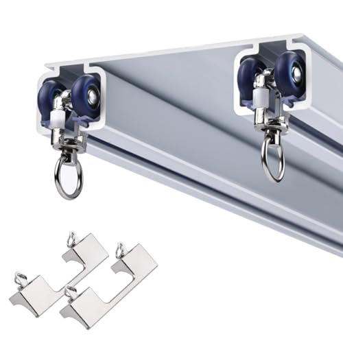 xinzyxx Doppelvorhangschienen, Vorhangschienen-System, Raumteiler, mit Rolle Und Endkappe, Vorhangschienen für Die Decke, Aluminium Gardinenschiene, Hochleistungs Gardinenstange(Weiß,170cm(5.6ft)) von xinzyxx