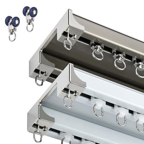 xinzyxx Gardinenschienen-Set Vorhangschienen-System, aus Aluminium, Schwerlast Gardinenschiene für Wohnzimmer, Falldecke, Dusch-Deckenschienen-Set, Raumteiler-Deckenvorhangschiene(Sekt,600cm(19.7ft)) von xinzyxx